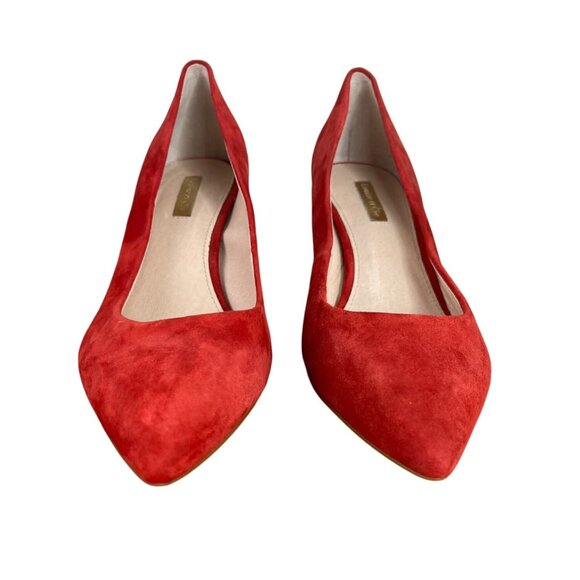 Louise Et Cie Red Suede Pointed Toe Kitten Heels Size 8.5M - Picture 14 of 16